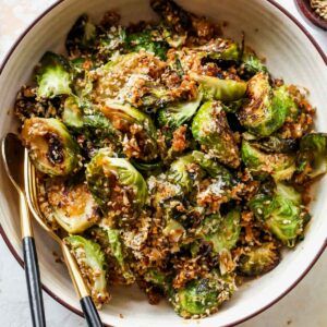 Miso-Sesame Glazed Brussels Sprouts - Dishing Out Health Best Dinner Ideas, Glazed Brussels Sprouts, Dishing Out Health, Bbq Roast, Vegan Meatloaf, Best Dinner, Pan Seared Salmon, Vegetable Sides, Brussels Sprouts