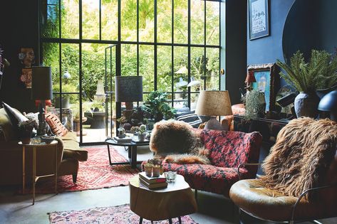 Abigail Ahern home Minimalism Vs Maximalism, Dramatic Bedroom, Maximalist Interior, Maximalist Style, Abigail Ahern, Indoor Chairs, Dark Walls, Deco Boheme, Interior Design Inspiration