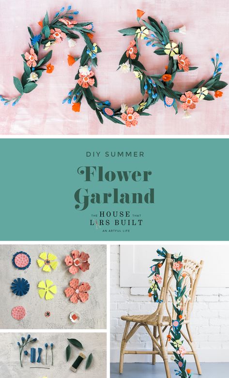 DIY Summer Flower Garland! Perfect for a backdrop or cute party this summer! Easy DIY Flower Garland Diy, Diy Girlande, Paper Flower Garlands, Easy Paper Flowers, Wrapping Paper Design, Paper Flower Crafts, Diy Summer, How To Make Paper Flowers, Paper Flower Wall