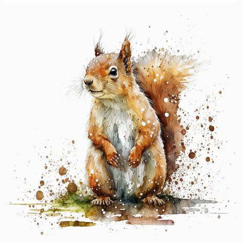 Watercolour Squirrel, Squirrel Tattoos, Watercolor Squirrel, Squirrel Tattoo, Squirrel Illustration, Squirrel Art, Storybook Art, Watercolor Flower Art, Brown Art