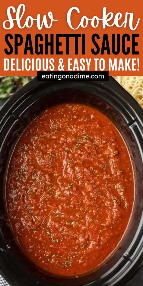 Best Crockpot Spaghetti Sauce Recipe, Crock Pot Spagetti Recipe, Sauce In Crockpot, Best Crock Pot Spaghetti Sauce, Best Slow Cooker Spaghetti Sauce, Best Easy Spaghetti Sauce, Homemade Marinara Sauce Crockpot, Meat Sauce In Crockpot, Crockpot Spaghetti Sauce For Canning