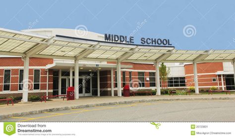 Middle School Building, High Schools Exterior, High School Exterior, Small High School Building, American High School Building, Private High School Building, Color Guard Flags, Middle School Band, Yellow School Bus