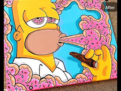 Simpsons Painting, Trippy Painting, Simpsons Art, Posca Art, Canvas Drawing, Hippie Painting, Graffiti Style Art, Cute Canvas Paintings, Easy Canvas Art