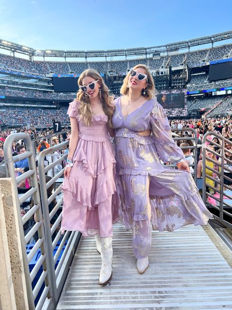 Mother daughter style size inclusive pastels folklore inspired Taylor swift eras tour outfits pink purple dress MetLife stadium NJ Michelle blashka missellasophie Ella Mother Daughter Eras Tour Outfits, Eras Tour Outfits, Swift Concert, Tour Outfits, Taylor Swift Outfits, Taylor Swift Concert, Green Girl, Mom Daughter, Mom Outfits