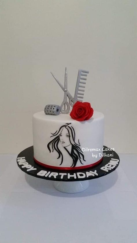 Salon Cake Design, Hair Stylist Cake Ideas, Hairdresser Cake Ideas, Birthday Cake For Hairdresser, Cake For Makeup Artist Birthday, Hair Stylist Cake, Hairdresser Cake, Gravity Cake, Girly Cakes