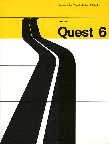 Designed by Irwin McFadden for a Washington State University conference on the roads of Washington state 1964. American Graphic Design, Swiss Typography, Red Inspiration, Automotive Advertising, Graphic Design Collection, Washington State University, Brochure Cover, Ferrari F1, Communication Design