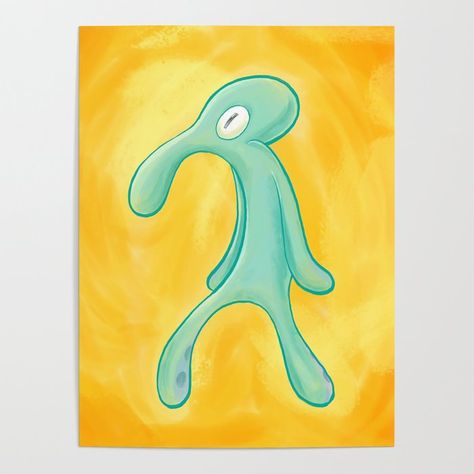 Bold And Brash, Squidward Tentacles, A Drawing, Yellow, Art