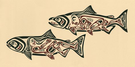 Salmon Drawing, Salmon Tattoo, Salmon Design, Alaska Tattoo, Arte Haida, Fish Healthy, Alaska Art, Fishing Ideas, Native Artwork