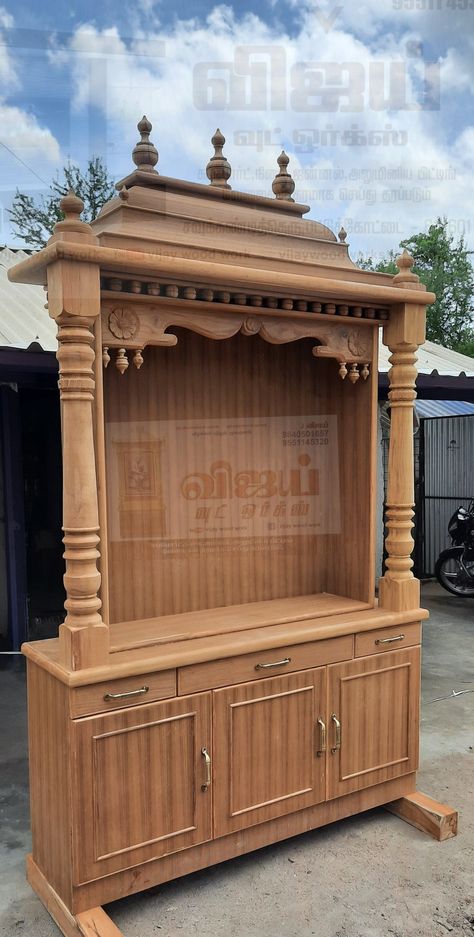 Temple Design For Home Wooden, Mandir Pillar Design, Pooja Cupboard, Office Mandir, Wooden Arches, Wooden Mandir, Pooja Door Design, Cornice Design, Cement Design