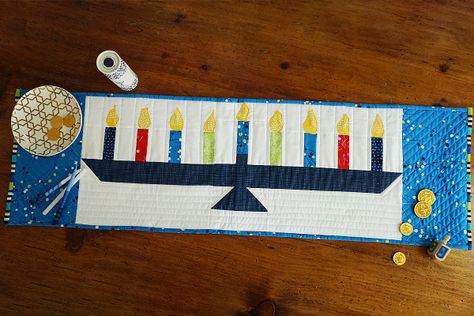 Hanukkah Decorations Diy, Fun Sewing Projects, Diy Hanukkah, Table Runner Tutorial, Jewish Crafts, Winter Projects, Hanukkah Decorations, Holiday Sewing, The Quilt Show