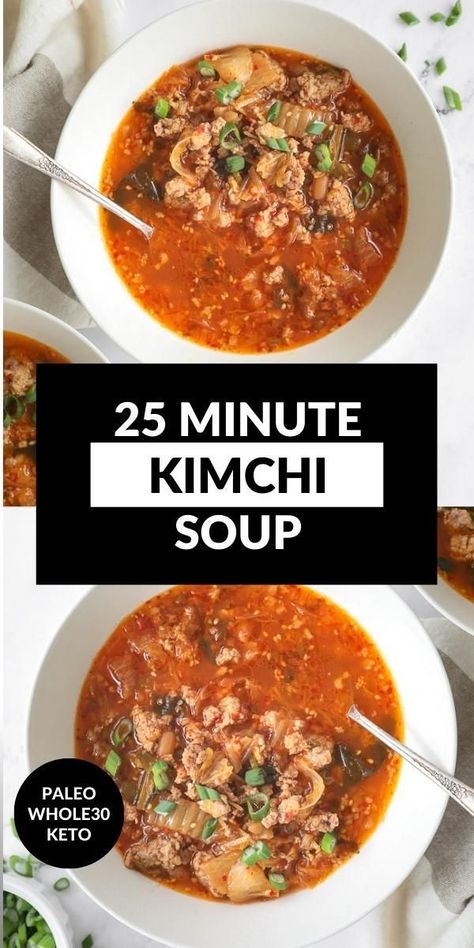 Keto Kimchi, Kimchi Soup Recipe, Lunches To Pack, Kimchi Soup, Easy Kimchi, Soup Keto, Paleo Soup, Whole30 Keto, Kimchi Recipe