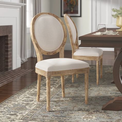 Laurel Foundry Modern Farmhouse Hartl Tufted Linen King Louis Back Parsons Chair & Reviews | Wayfair Kelly Clarkson Home, Wood Side Chair, Parsons Chair, Grey Upholstery, Solid Wood Dining Chairs, Parsons Chairs, Upholstered Side Chair, Kelly Clarkson, Solid Wood Dining Table