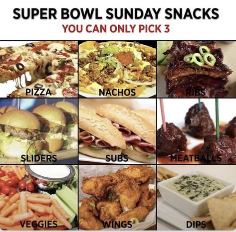 Superbowl Sunday Snacks, Pizza Nachos, Super Bowl Snacks, Food Calorie Chart, Interactive Post, Facebook Engagement Posts, Super Bowl Football, Food Memes, Interactive Posts