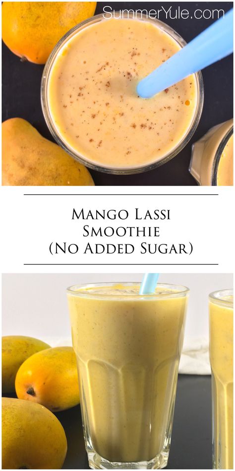 Mango Smoothie No Banana, No Added Sugar Recipes, Smoothie No Banana, Healthier Drinks, Sweet Easy Recipes, Banana Drinks, Sugar Recipes, Mango Lassi, Best Vegetarian Recipes