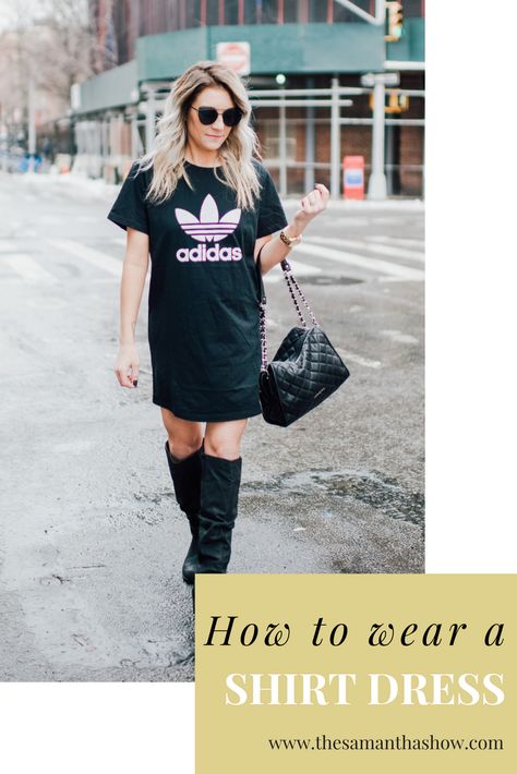 How to wear a t-shirt dress: t-shirt dresses are perfect for so many reasons. They're comfortable, versatile, and trendy yet classic! Style A T Shirt, Fashion Knowledge, Work Dresses Outfits, Spring Outfits Dresses, Dress T Shirt, Travel Luxury, Trendy Mom, Classy Dress Outfits, Womens Fashion Inspiration