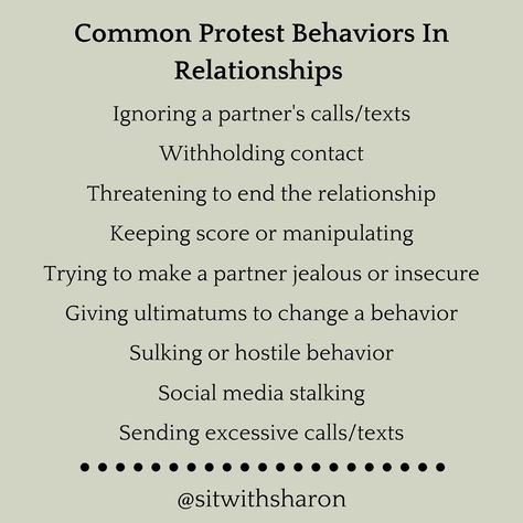 @sitwithsharon shared a photo on Instagram: “A follow up on yesterday’s post on protest behaviors. These behaviors can often feel like autopilot responses and violate your and/or a…” • Jul 16, 2020 at 8:14pm UTC Protest Behavior, Codependency Recovery, Working On Me, Spring 23, Unhealthy Relationships, Couples Therapy, Healthy Relationship, Healthy Relationship Advice, Dating Tips