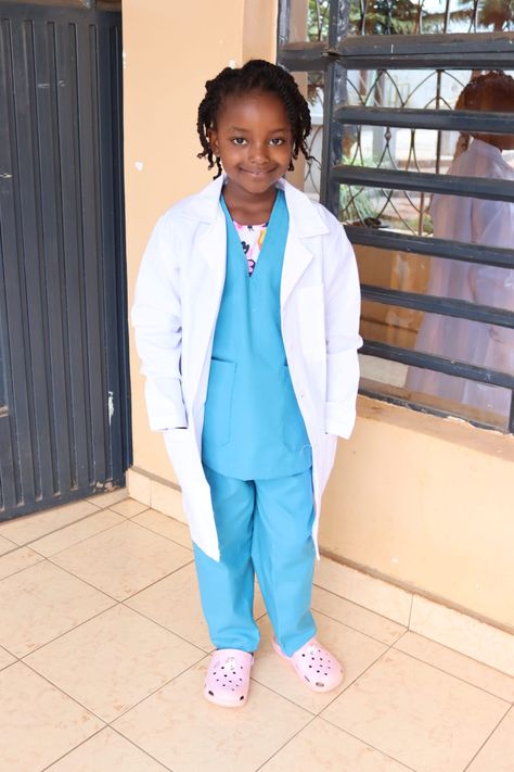 doctor costume doctor costume kenya cbc kenya cbc career day Doctor Dress, African Attire Dresses, Doctor Costume, Doctor Outfit, Career Day, Braiding Styles, African Hair Braiding Styles, Nurse Costume, Dress Up Day