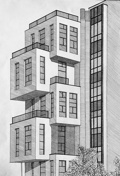 Perspective Sketches, Buildings Sketch Architecture, Sketchbook Architecture, Organizator Grafic, Aesthetic Architecture, Architecture Drawing Sketchbooks, Perspective Drawing Architecture, Architecture Drawing Plan, Interior Architecture Drawing