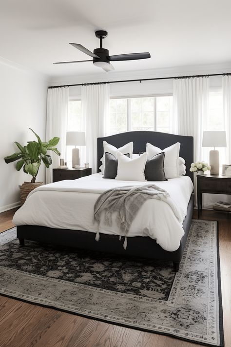 100+ Classic Black and White Bedroom Ideas Contrast Aesthetic, Master Beds, Pretty Organization, Modern Outdoor Seating Area, Black And White Bedroom Ideas, Modern Outdoor Seating, Industrial Bedroom Design, Black And White Bedroom, Black White Bedrooms