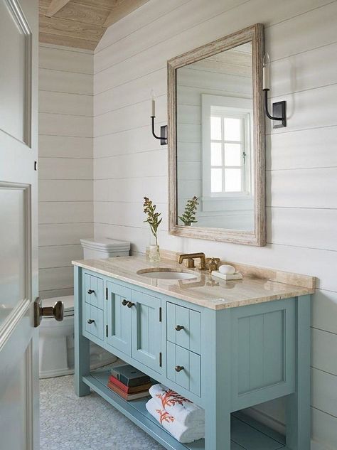 Cool 20+ Stylish Coastal Bathroom Remodel Design Ideas Nautical Bathroom Design Ideas, Coastal Bathroom Decor, Beachy Bathroom, Beach House Bathroom, Farmhouse Bathroom Remodel, Nautical Bathroom Decor, Beach Bathroom, Beach Theme Bathroom, Beach Bathroom Decor