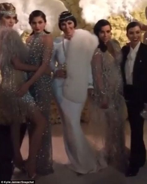 Dressed to impress: The Kardashians were out in force for Kris Jenner's Great Gatsby themed 60th birthday party on Friday. (L-R) Kendall, Kylie, Kris, Kim and Kourtney Kylie Jenner Boyfriend, Kylie Jenner Modeling, 1920s Looks, Nicole Kidman Keith Urban, Kim And Kourtney, Androgynous Look, Kim K Style, Great Gatsby Party, Dressed To Impress