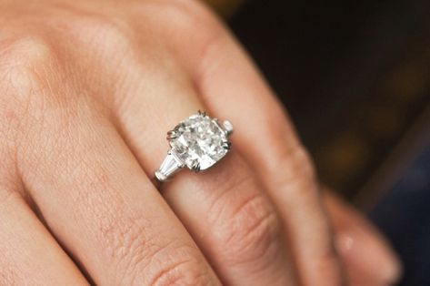 Harry Winston cushion cut with tapered baguette side stones Harry Winston Ring, Harry Winston Engagement, Radiant Rings, Dream Rings, Cushion Cut Engagement, Bridal Ideas, Cushion Cut Ring, Cushion Cut Engagement Ring, Best Engagement Rings