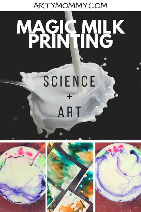 Magic Milk Printmaking and Art science and art Milk Science Experiment, Magic Milk, Science Discovery, Milk Art, Food Colouring, Paint Night, Food Dye, Preschool Science, Science Experiment