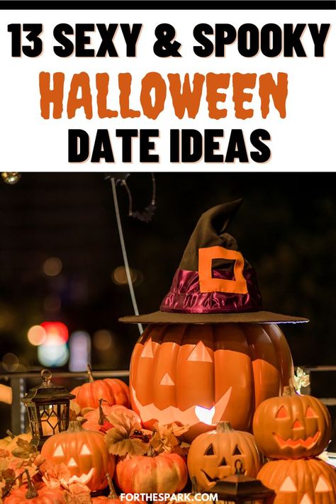 halloween date ideas Fun Couple Halloween Activities, Spooky Date Ideas At Home, Halloween Night Ideas For Couples, Horror Date Night, Cute Halloween Date Night At Home, Spooky Dates Ideas, October Date Ideas At Home, Friday The 13th Date Night Ideas, Halloween Date Ideas For Couples At Home