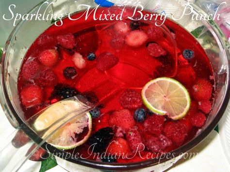 Sparkling Berry Punch:  An non-alcoholic drink for parties. This sparkling punch with mixed berries is very quick and easy to prepare. It's a crowd pleaser too. Try the recipe @ http://simpleindianrecipes.com/berrypunch.aspx