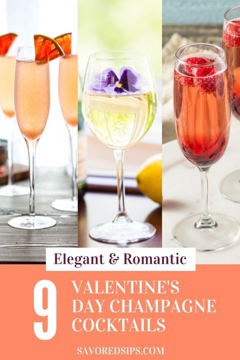 Impress your partner with an elegant and romantic champagne cocktail. The perfect addition to your valentine's day dinner. | Champagne Cocktail | Valentine's Day Cocktail | Cocktail Recipe | Champagne Punch Recipes, Champagne Margaritas, Valentine Drinks, Valentine Cocktails, St Patricks Day Drinks, Champagne Drinks, Champagne Cocktails, Sparkling Cocktail, Thanksgiving Drinks