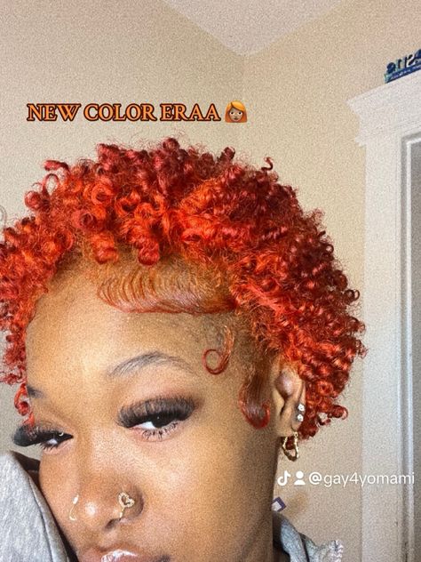 Red Big Chop, Short Curly Colored Hair, Red 4c Hair, Red Short Curly Hair, Colored Short Hair, Hair Ideas For Women, Two Color Hair, Natural Hair Pictures, Short Dyed Hair