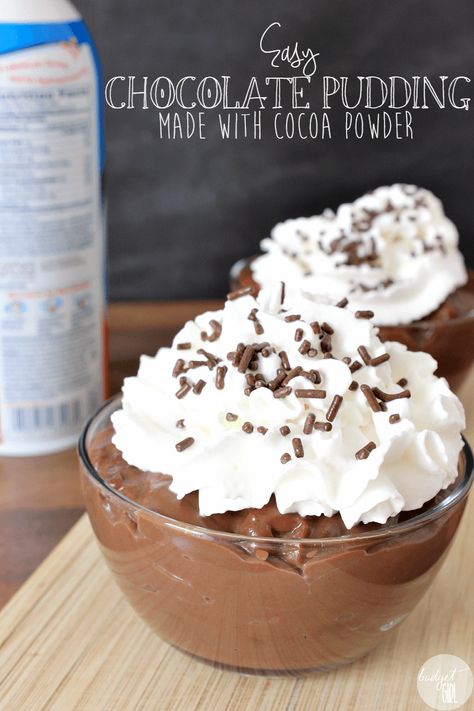 Desserts With Cocoa Powder, Cocoa Powder Desserts, Easy Chocolate Pudding, Cocoa Powder Recipes, Homemade Chocolate Pudding, Chocolate Pudding Recipes, Easy Chocolate Desserts, Dessert Simple, Quick Easy Desserts