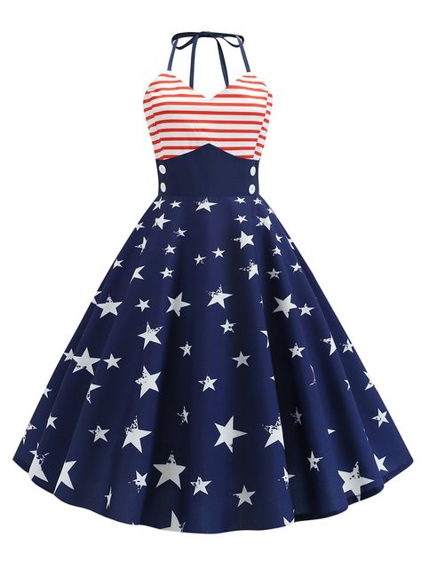 Aline Dress Pattern, American Flag Dress, Dresses 50s, 4th Of July Dresses, Vintage Dress Design, Flag Dress, American Party, Beauty Websites, Cocktail Dress Vintage