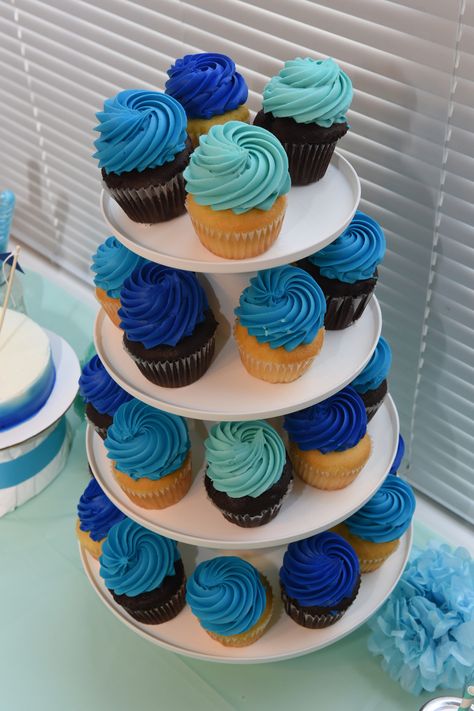 Boy Birthday Cupcake Ideas, Blue Clues Cupcakes, 1st Bday Cupcakes, Cupcake For Men, Cupcake Sonic, Boys Cupcakes, Color Themed Party Food Blue, Blues Clues Birthday Cupcakes, 1st Birthday Cupcakes For Boys