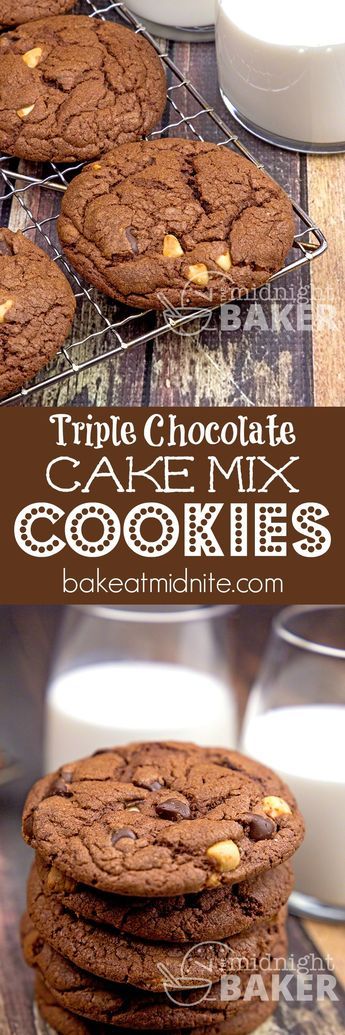 These easy chocolate cookies start with a cake mix, but you won't believe how awesome they taste! Easy Chocolate Chip Cake, Homemade Cake Mixes, Chocolate Cake Mix Cookies, Triple Chocolate Cookies, Triple Chocolate Cake, Diy Easy Recipes, Cake Mix Cookie Recipes, Chocolate Chip Cake, Chocolate Cake Mixes