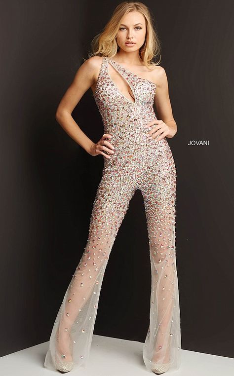 Jovani Dress 07079 | Jumpsuit With Train, Sheer Pant, Jumpsuit Prom, Prom Jumpsuit, Beaded Jumpsuit, Sheer Pants, Mnm Couture, Jovani Prom, Formal Jumpsuit