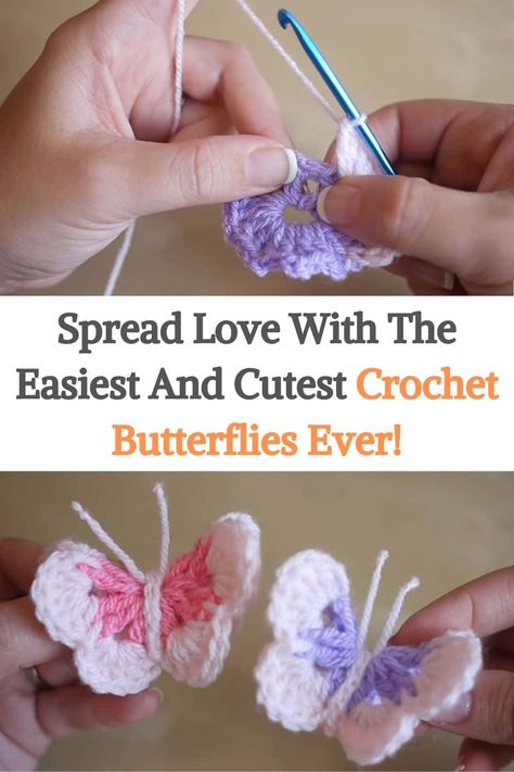 Crochet Butterflies, Crochet Butterfly Free Pattern, Crochet Applique Patterns Free, Crochet Butterfly Pattern, Butterfly Tutorial, Butterfly Embellishment, Crochet Hair Clips, Crochet Flowers Free Pattern, Stash Buster