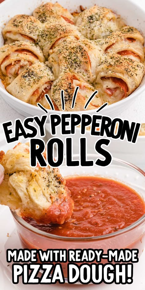 Our easy pepperoni rolls are fun and quick to make homemade appetizers that are loaded with pepperoni and gooey cheese. Recipes With Pepperoni Slices, Easy Pepperoni Rolls, Homemade Pepperoni Rolls, Homemade Appetizers, Pepperoni Rolls Recipe, Cheerios Snacks, Pepperoni Roll, Pepperoni Pizza Rolls, Fast Easy Dinner