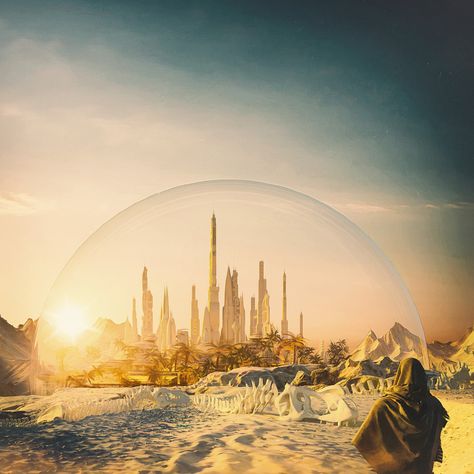 Scifi City, Fantasy Story Ideas, Spiritual Photos, Fantasy Worlds, Space Artwork, Fantasy Island, Spaceship Art, Urban Landscapes, Fantasy City