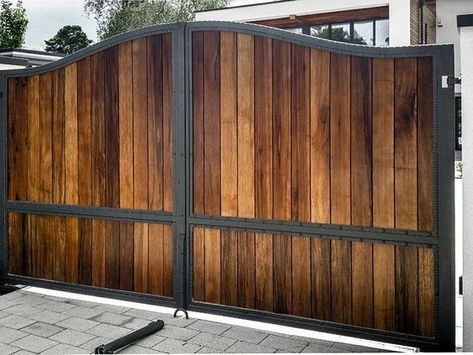 Wooden Gate Designs, Aluminum Driveway Gates, Gate Design Ideas, Contemporary Gates, Wooden Gates Driveway, Ranch Gates, Wooden Gate, Side Gates, Front Gate Design