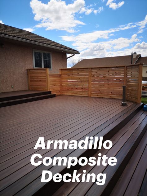 Armadillo Decking In Stock From Sprenger Midwest Armadillo Decking, Dark Brown Composite Decking, Installing Composite Decking, Light Brown Composite Decking, Decks Ideas, Aluminum Railings, Timbertech Driftwood Deck, Aluminum Railing, Composite Decking