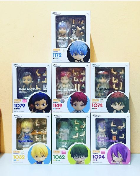 #kurokonobasuke 🏀 #nendoroid #nendo #collection IG 🌸_yona.rin_🌸 Kuroko No Basket Nendoroid, Anime Nendoroid, Midorima Shintarou, Nendoroid Anime, Basket Anime, Akashi Seijuro, Aesthetic Objects, Basketball Gifts, Kuroko's Basketball