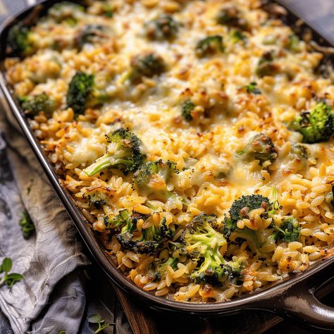 Indulge in our Broccoli and Orzo Casserole recipe, a perfect blend of nutritious broccoli this easy-to-make dish is a family favorite. Orzo Casserole, Egg Casserole Recipes Easy, Hamburger Rice Casserole, Easy Egg Casserole, Hamburger Rice, Rice And Broccoli, Antipasto Pasta Salads, Beef Casseroles, Broccoli Recipes Casserole