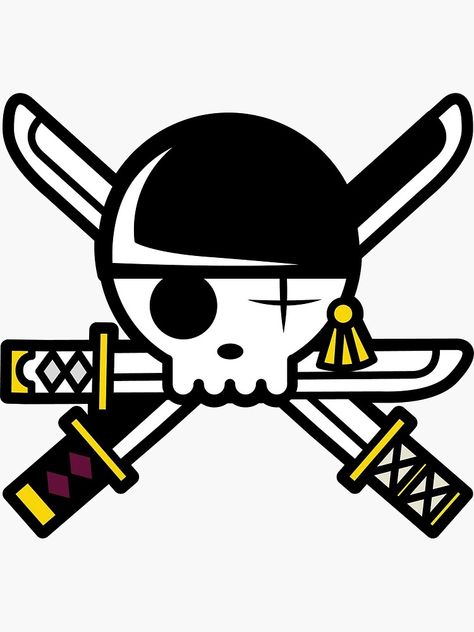 "Zoro Roronoa Straw Hat Pirates Jolly Roger Sticker" Sticker for Sale by Vesperune | Redbubble Straw Hat Pirates, Zoro Roronoa, Brand Ideas, Jolly Roger, Badge Design, Dessin Adorable, Roronoa Zoro, Straw Hat, Clothing Brand