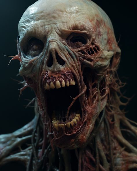 Follow for more!! Zombie Sculpture, Zombie Creature, Zombie Artwork, Horror Artwork Illustrations, Horror Portrait, Pinhead Hellraiser, Zombie Drawing, Scary Creatures, Creepy Characters