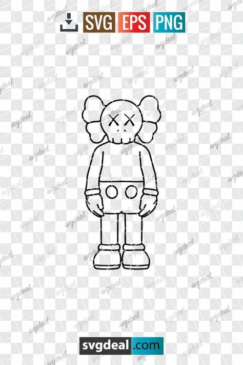 Kaws Drawing Easy, Kaws Outline, Outline Drawing Tattoo, Kaws Drawing, Kaws Design, Luke Bell, Kaws Bear, Kaws Tattoo, Bear Icon