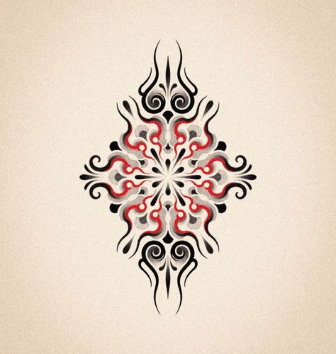 Elbow Ornament Tattoo, Black And Red Tattoo, Back Of Leg Tattoos, Taboo Tattoo, Geometric Mandala Tattoo, Black Tattoo Cover Up, Grunge Tattoo, Red Tattoo, Dot Tattoos