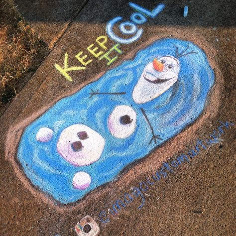 Almost forgot about #chalkthewalk2015 and was caught unprepared 😜 Had basically 5 pieces of kids chalk and the worst surface ever but #Olaf got chalked anyways! Keep it cool! Happy #chalkthewalk day! 😎 Street Chalk Art, Fun Chalk Art, Chalk Design, Sidewalk Chalk Art, New York Graffiti, Sidewalk Art, Art Tumblr, Chalk Drawings, Sidewalk Chalk