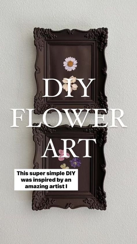 Apt Ideas, Thrift Store Crafts, Dried And Pressed Flowers, Upcycled Home Decor, Craft Corner, Upcycled Crafts, Ornate Frame, Affordable Wall Art, Bedroom Art