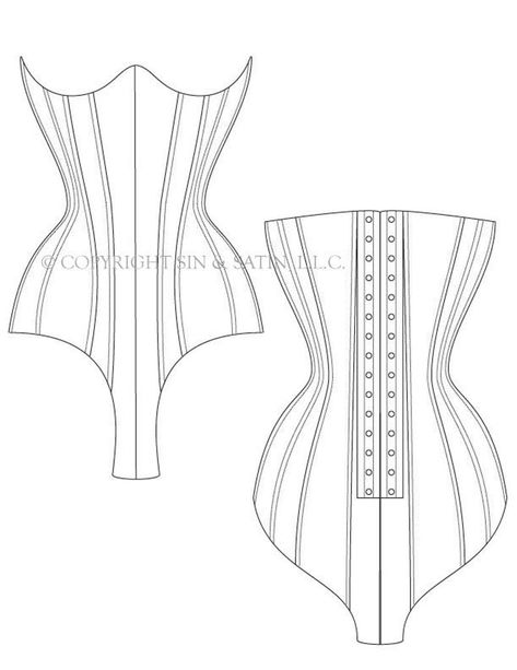 Authentic Corsets, Bodysuit Pattern, Flat Drawings, Corset Sewing Pattern, Corset Pattern, Corset Waist, Corset Fashion, Flat Sketches, Illustration Fashion Design